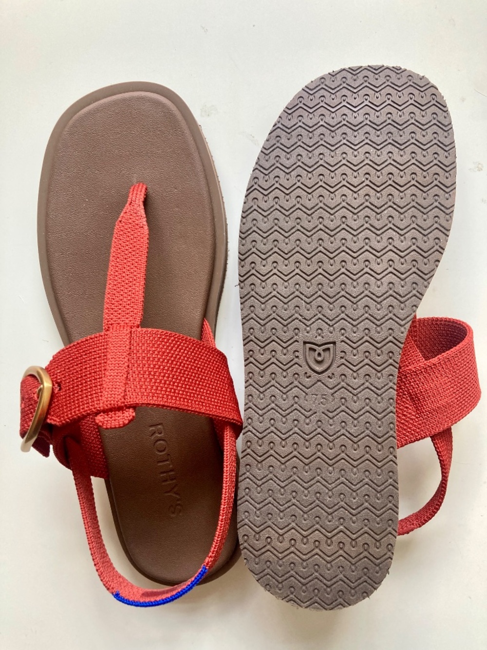 Rothy's The T–Strap Sandal - Brick Size 7.5 - Picture 5 of 7